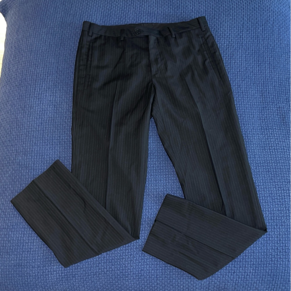 PRADA Pura Lana Vergine Virgin Wool Handmade Italy Pin Stripe Custom Trousers